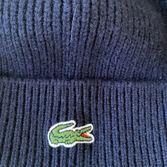 Lacoste Unisex Ribbed Beanie—Navy Blue - Picture 4 of 6